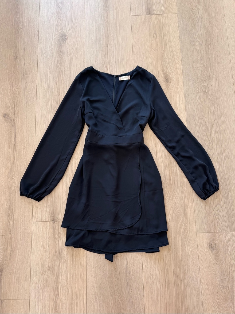 Altar'd State Black Long-Sleeve Wrap-Style Dress women’s evening dress
